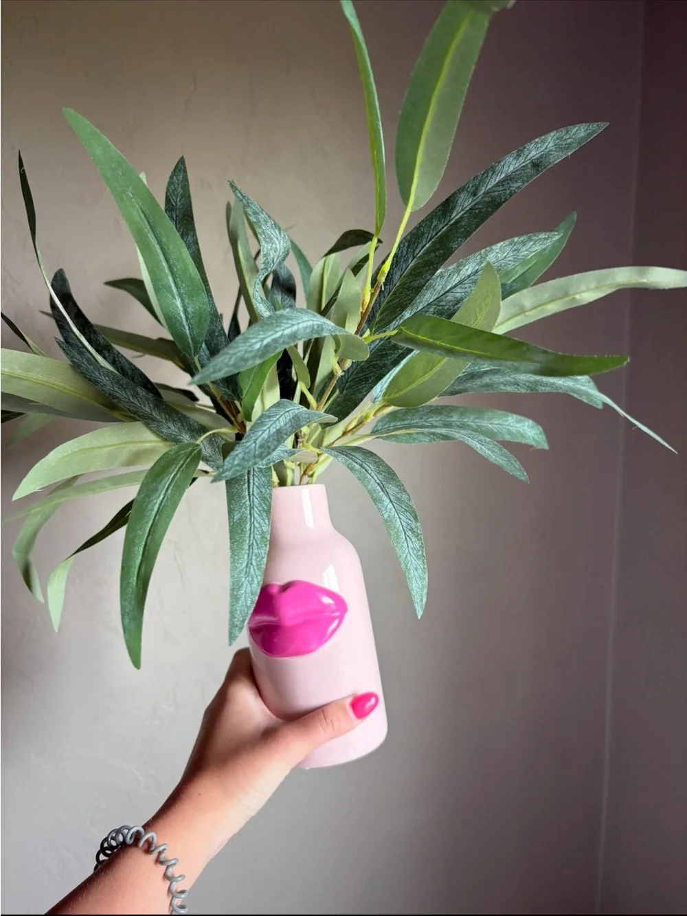 Funky Decorative Plant in Pink Ceramic Vase